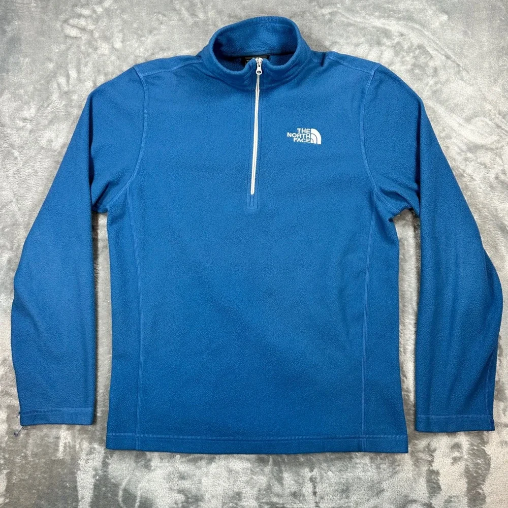 The North Face TKA 100 Glacier Blue Quarter Zip Fleece Pullover Mens Small F15